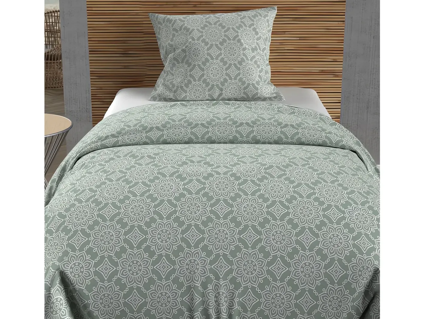 Soleil d'ocre Ropa De Cama-Set funda nórdica de algodón 57 hilos 140x200 cm ESMERALDA green de Ocre Sun Verde