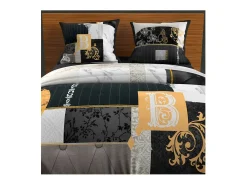 Outlet Soleil d'ocre Set funda nórdica dibujo colocado 240X220 cm WILLIAM, 100% algodón 57 hilos/cm2 Blanco