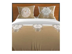 Soleil d'ocre Set funda nórdica 260x240 cm algodón 57 Hilos FAMILY SPIRIT taupe Topo