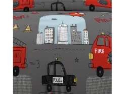 Online Soleil d'ocre Set funda nórdica 140x200 cm BOMBEROS , 100% algodón 57 hilos/cm2 Gris