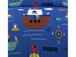 Soleil d'ocre Set funda nórdica 140x200 cm PIRATAS , 100% algodón 57 hilos/cm2 Azul Outlet