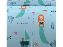 Soleil d'ocre Ropa De Cama-Set funda nórdica 140x200 cm SIRENES , 100% algodón 57 hilos/cm2 Azul