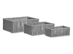 Sale Les Tendances Set van 3 ARESE opbergmanden – Grijs katoen en metaal Gris