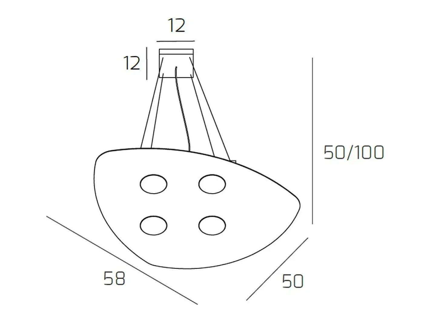Lámpara Suspendida-Shape Sospensione 4 Luci Bianco Blanco