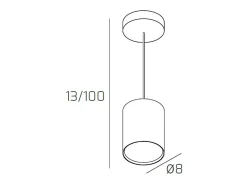 Lámpara Suspendida-Shape Sospensione Tubo H.10 1 Luce Grigio Gris