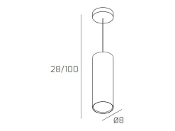 Shape Sospensione Tubo H.25 1 Luce Grigio Gris Clearance