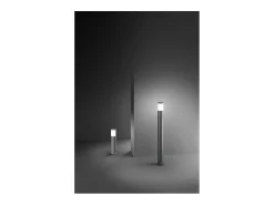 Sigaro - Bolardo de jardín con 1 bombilla E27 máx. 20 W IP54, aluminio pintado, bolardo para exterior, claro, altura 50 cm - Perenz Gris Discount