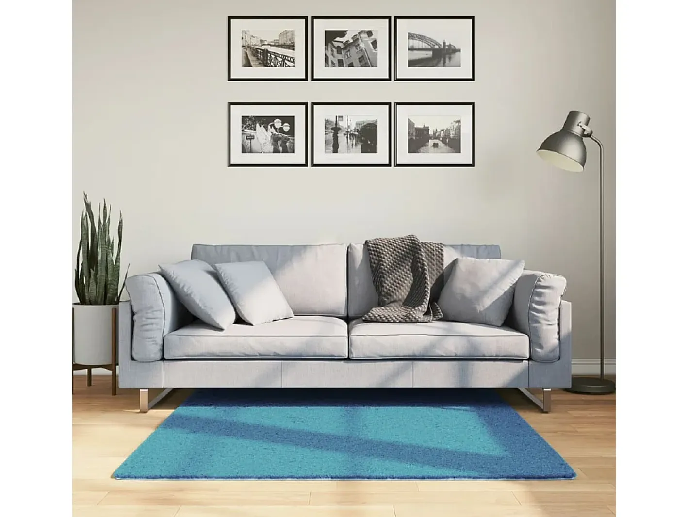 Hot Garden Furniture Sinto Alfombra de pelo corto OVIEDO turquesa 120x120 cm Azul