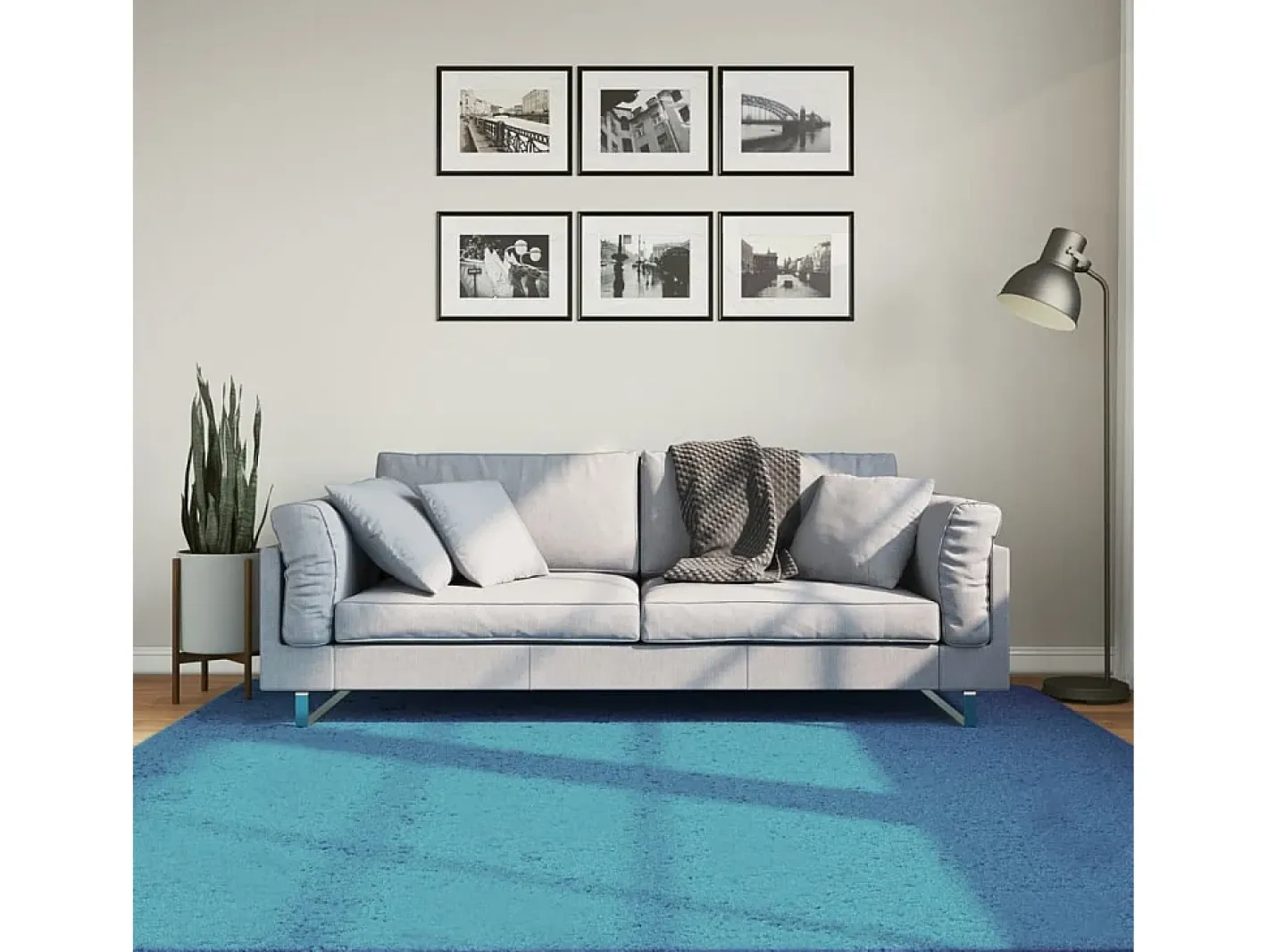 Garden Furniture Alfombra De Salón-Sinto Alfombra de pelo corto OVIEDO turquesa 200x200 cm Azul
