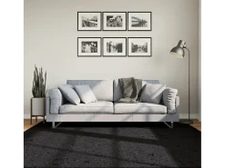 Online Garden Furniture Sinto Alfombra de pelo corto OVIEDO 200x200 cm Negro