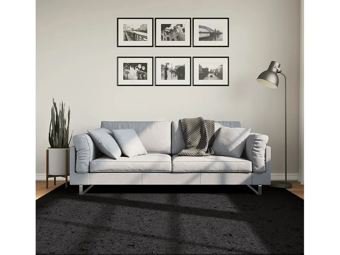 Online Garden Furniture Sinto Alfombra de pelo corto OVIEDO 200x200 cm Negro