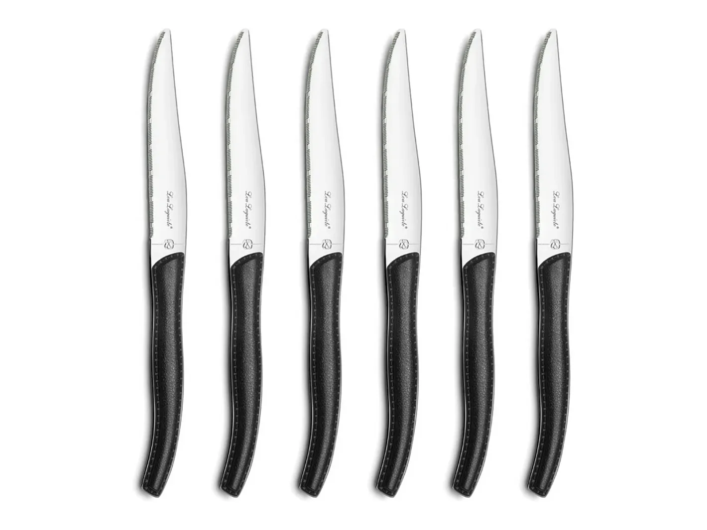 Lou Laguiole Cubierto-Sky - Bloque de 6 cuchillos carne Negro