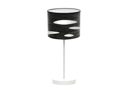 AKUNADECOR Sobremesa Con Pantalla Textil Madera Negra Modelo Odra Blanco New