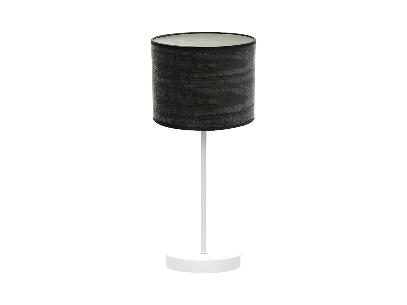 AKUNADECOR Lámpara De Mesa-Sobremesa De Metal Negro Y Pantalla Color Madera Jerte Blanco