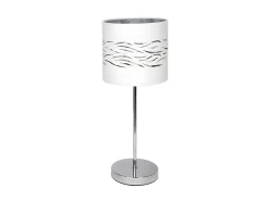 AKUNADECOR Lámpara De Mesa-Sobremesa Niebla Cromo Con Pantalla Metalica Plateado