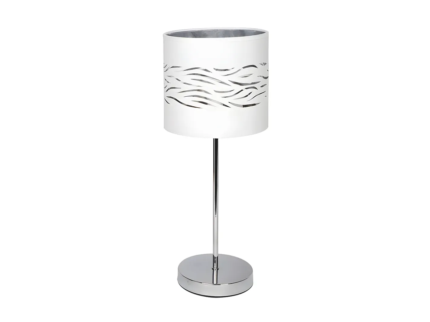 AKUNADECOR Lámpara De Mesa-Sobremesa Niebla Cromo Con Pantalla Metalica Plateado