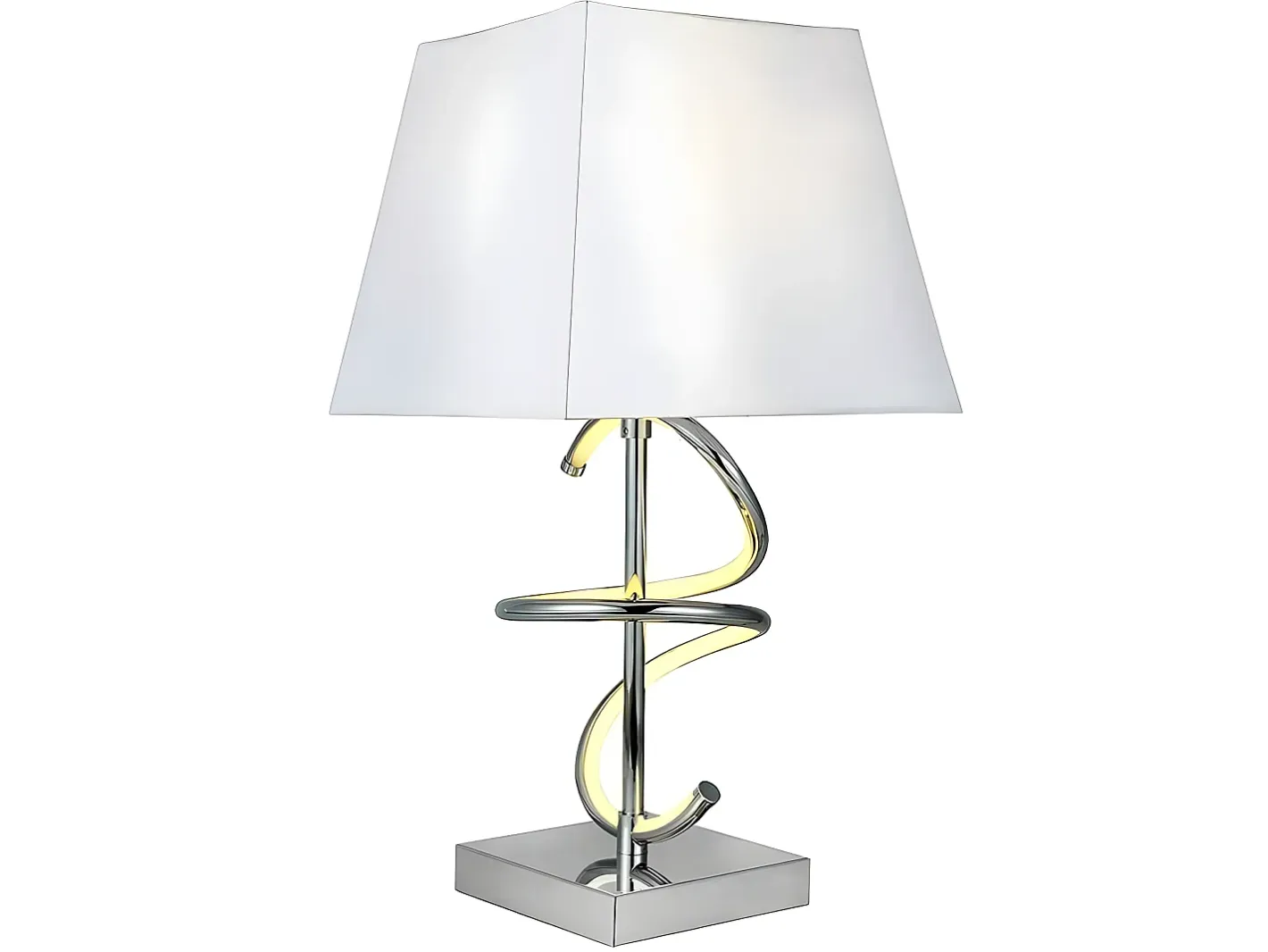 New AKUNADECOR Sobremesa Nueva York Cromo Doble Iluminacion Led+e27 Plateado