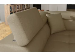 Online Les Tendances Sofá esquinero convertible en terciopelo con reposacabezas elevables - Colección Marka-Marrón/Marrón claro-Ángulo izquierdo Marru00f3n