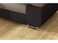 Online Les Tendances Sofá esquinero convertible en terciopelo con reposacabezas elevables - Colección Marka-Marrón/Marrón claro-Ángulo izquierdo Marru00f3n