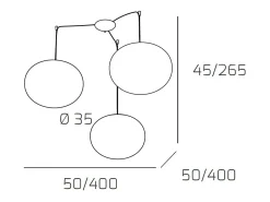 Lámpara Suspendida-Soft Sospensione D.35 Cm. 3 Luci Plateado