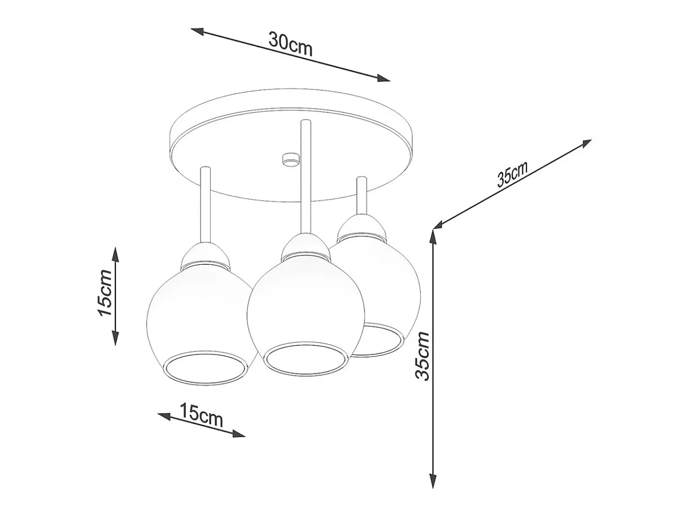 Sollux Lighting Lámpara Suspendida-Sollux Alino Lámpara de techo semiempotrable multi brazos negra Negro