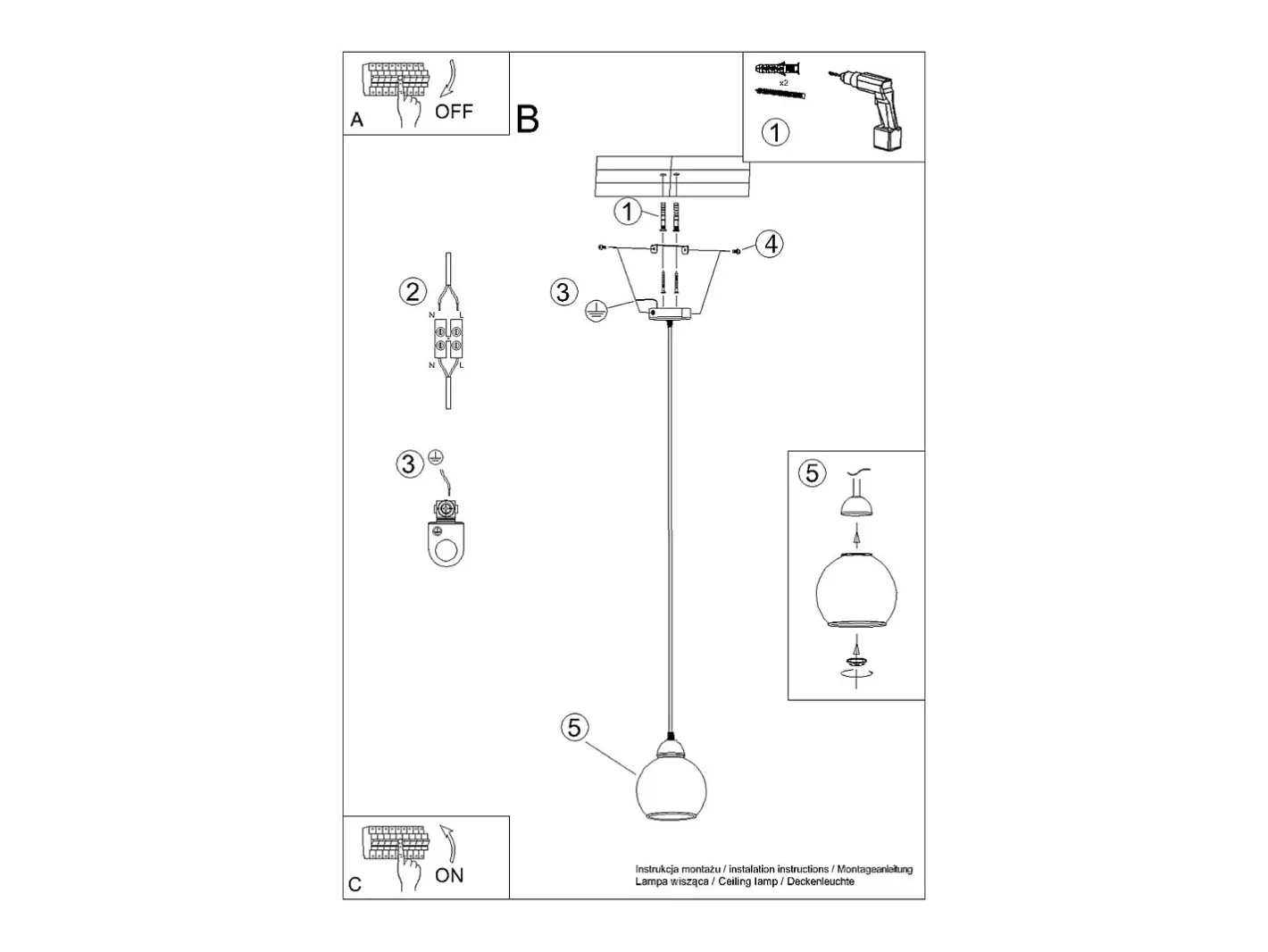 Sollux Lighting Sollux Alino Plafón colgante Dome Negro Sale