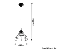 Sollux Lighting Lámpara Suspendida-Sollux ANATA - 1 lámpara colgante de techo con jaula negra, E27 Negro