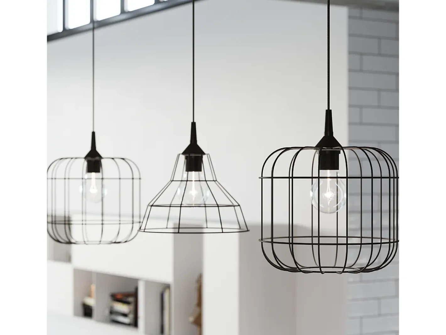 Sollux Lighting Lámpara Suspendida-Sollux ANATA - 1 lámpara colgante de techo con jaula negra, E27 Negro