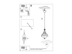 Sollux Lighting Lámpara Suspendida-Sollux ANATA - 1 lámpara colgante de techo con jaula negra, E27 Negro