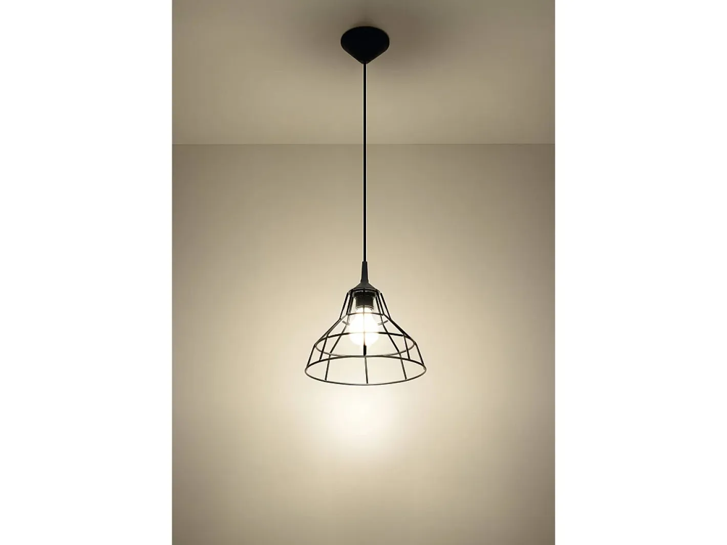 Sollux Lighting Lámpara Suspendida-Sollux ANATA - 1 lámpara colgante de techo con jaula negra, E27 Negro
