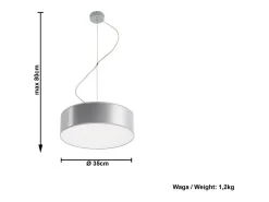 Sollux Lighting Sollux ARENA - Lámpara colgante de techo redonda con 2 luces Plata, E27 Gris