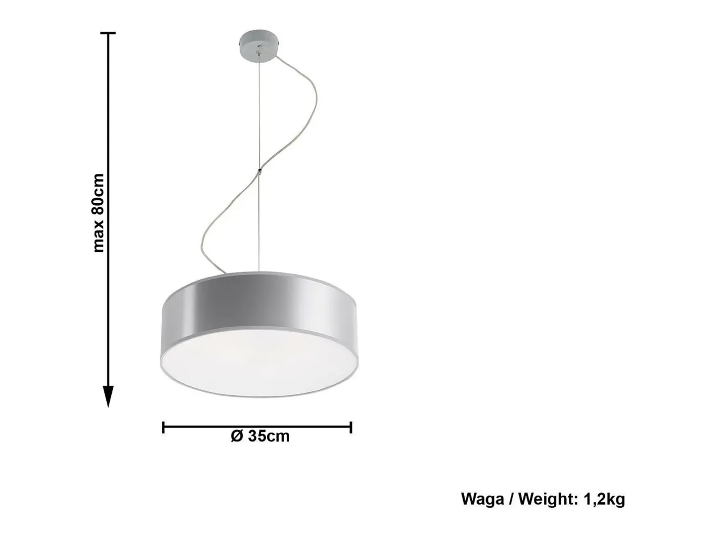 Sollux Lighting Sollux ARENA - Lámpara colgante de techo redonda con 2 luces Plata, E27 Gris