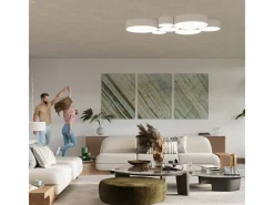 Sale Sollux Lighting Sollux ARENA - Lámpara colgante de techo redonda con 2 luces blanca, E27 Blanco
