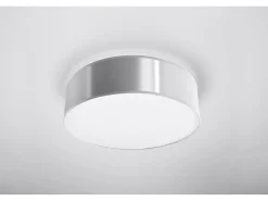Sollux Lighting Plafón-Sollux ARENA - Lámpara de techo redonda a ras de suelo 2 luces Plata, E27 Gris