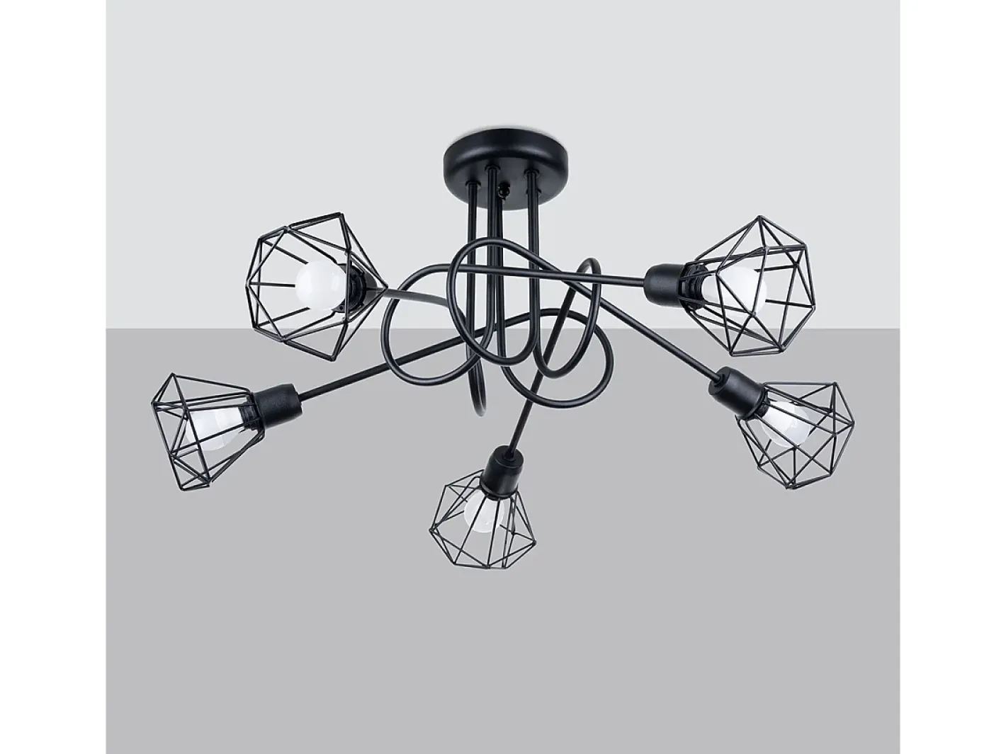 Sollux Lighting Lámpara Suspendida-Sollux Artemis Lámpara de techo semiempotrable multi brazos negra Negro