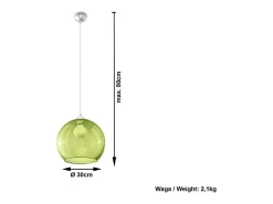 Sale Sollux Lighting Sollux BALL - 1 colgante de techo con cúpula de vidrio claro , cromo, E27 Verde