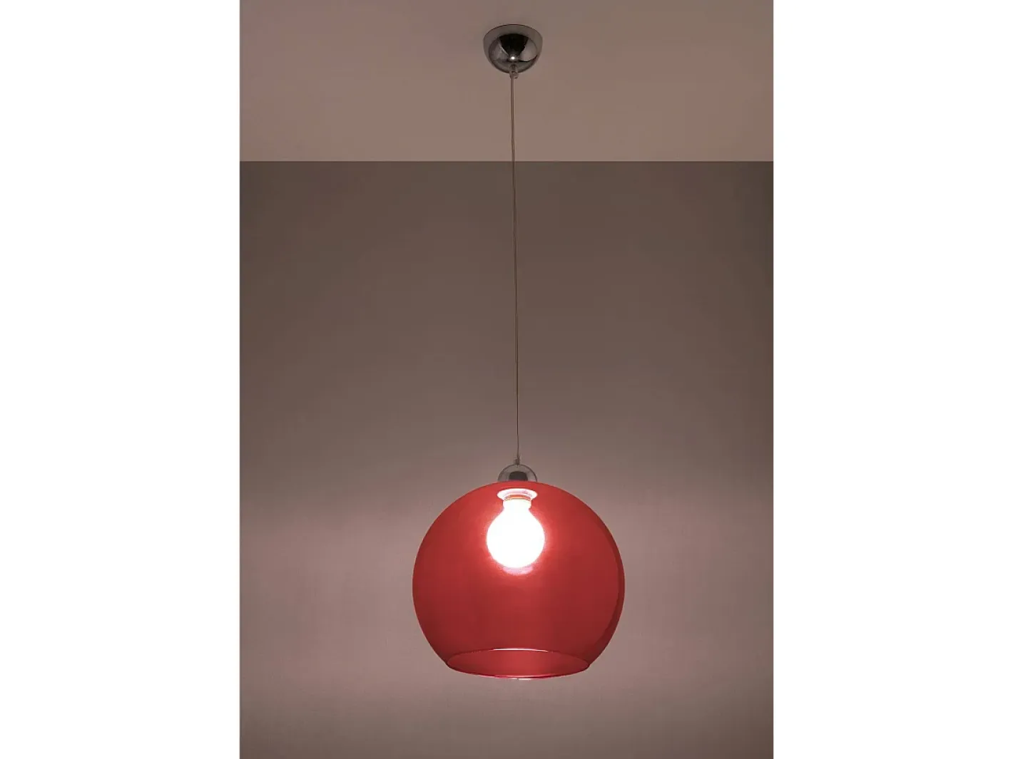 Sollux Lighting Lámpara Suspendida-Sollux BALL - 1 lámpara colgante de techo con domo de vidrio , cromo, E27 Rojo