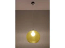 Discount Sollux Lighting Sollux BALL - 1 lámpara colgante de techo con cúpula de vidrio , cromo, E27 Amarillo