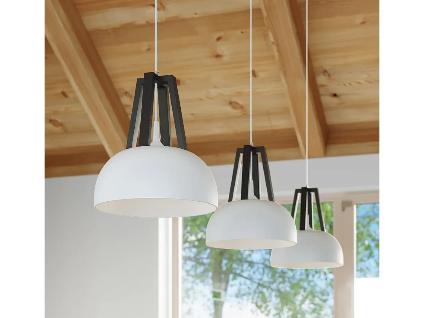 Sollux Lighting Lámpara Suspendida-Sollux CASCO - 1 lámpara colgante de techo tipo domo , negro, E27 Blanco