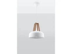 Online Sollux Lighting Sollux CASCO - 1 lámpara colgante de techo tipo domo , madera natural, E27 Blanco