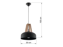 Sollux Lighting Sollux CASCO - 1 lámpara colgante de techo tipo domo , madera natural, E27 Negro Outlet