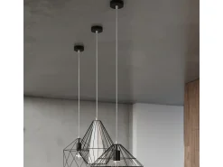 New Sollux Lighting Sollux DEMI - 1 lámpara colgante de techo con jaula negra, blanca, E27 Negro