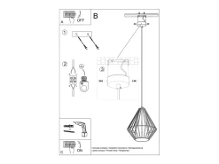 New Sollux Lighting Sollux DEMI - 1 lámpara colgante de techo con jaula negra, blanca, E27 Negro