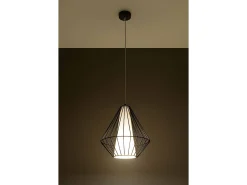 New Sollux Lighting Sollux DEMI - 1 lámpara colgante de techo con jaula negra, blanca, E27 Negro