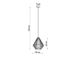 New Sollux Lighting Sollux DEMI - 1 lámpara colgante de techo con jaula negra, blanca, E27 Negro