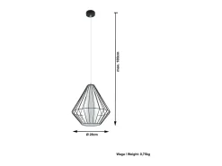 New Sollux Lighting Sollux DEMI - 1 lámpara colgante de techo con jaula negra, blanca, E27 Negro