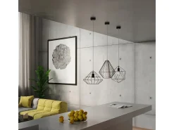 New Sollux Lighting Sollux DEMI - 1 lámpara colgante de techo con jaula negra, blanca, E27 Negro