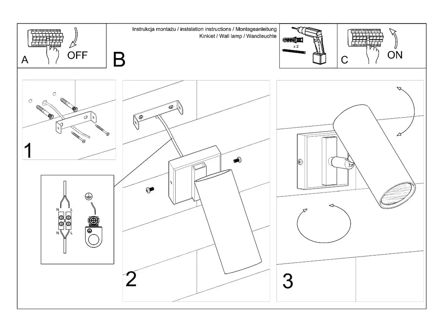 Sollux Lighting Aplique Para Pared-Sollux DIREZIONE - 1 foco de luz , GU10 Blanco