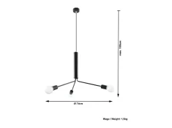 Online Sollux Lighting Sollux DUOMO - Colgante colgante de 3 luces en racimo , E27 Negro