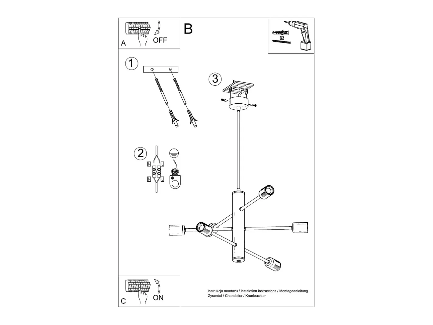 Sollux Lighting Sollux DUOMO - Lámpara colgante de techo con múltiples brazos, 6 luces, , E27 Negro Online